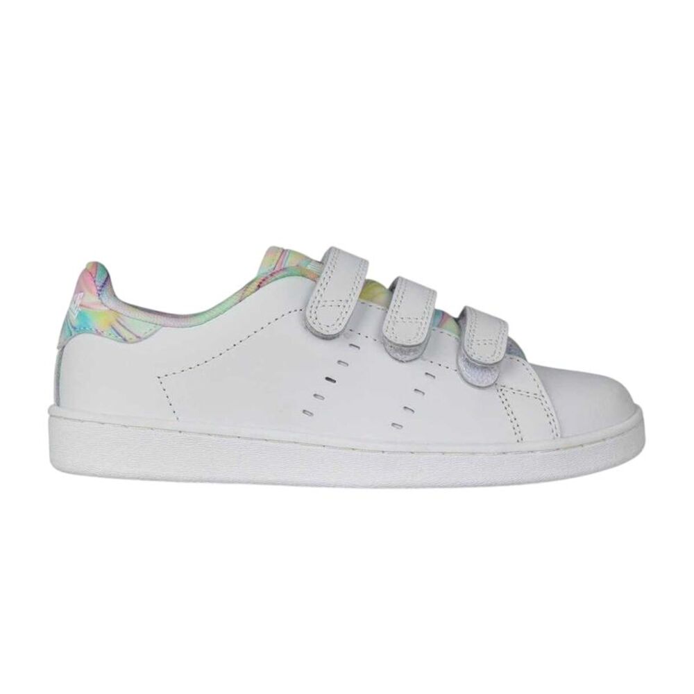 Lonsdale Childrens/Kids Leyton Leather Hook and Loop Flat Sneakers / White/Green